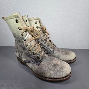 Frye Leather Ankle Combat Boots Women's Size 7 B Made in Mexico Genuine Leather‎